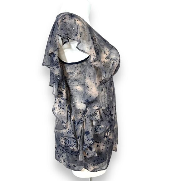 Maurices Womens Blouse Top Shirt Sheer Empire Waist Ruffled Pullover Large - Picture 4 of 10